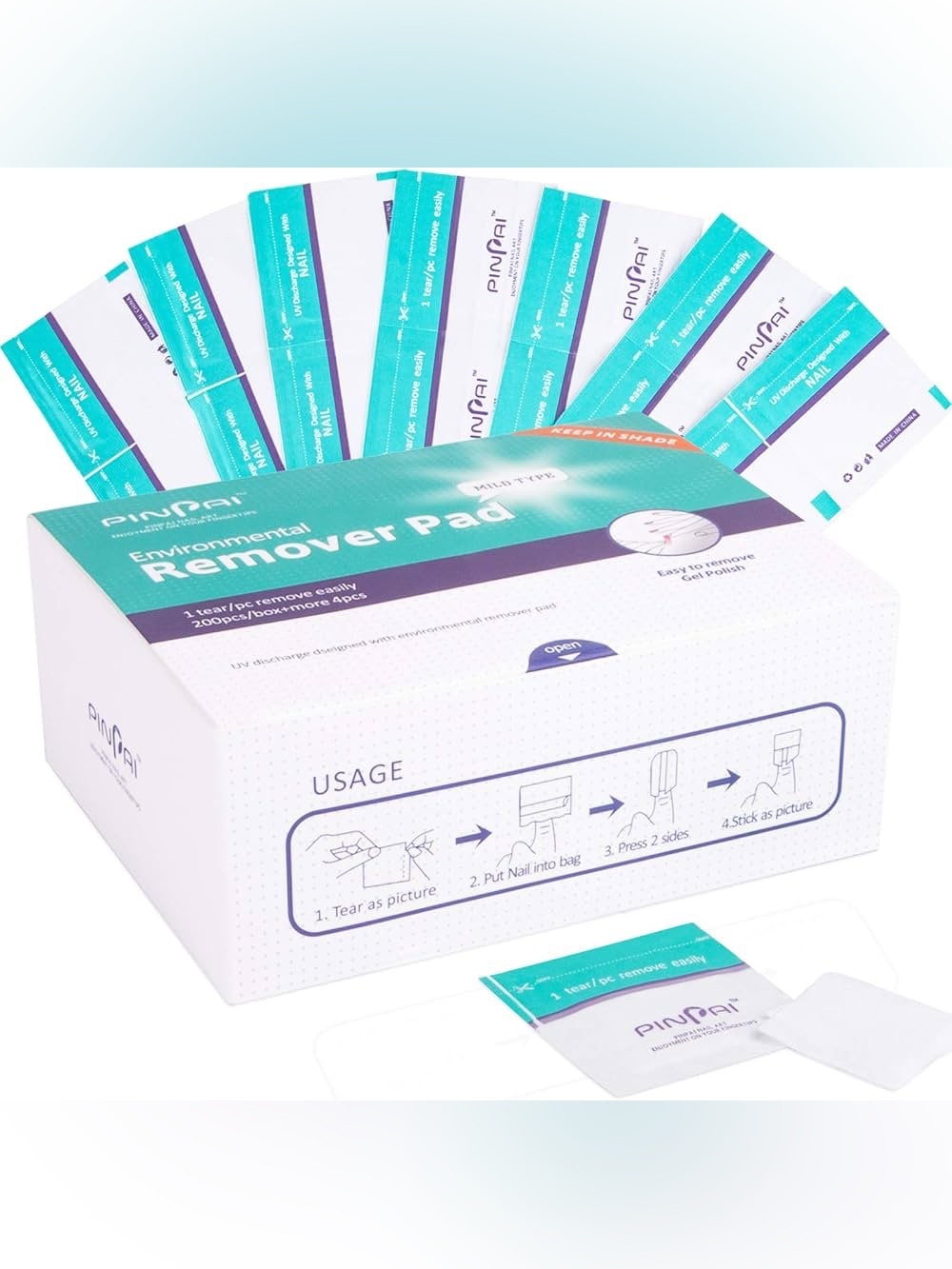 PinPai Environmental Remover Pads_Teal Nail & Cosmetic Removal_129 pieces